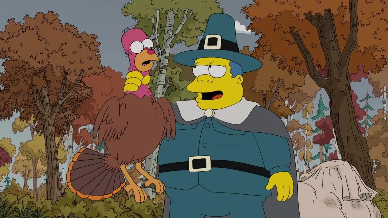 "The Pilgrims Hunt Simpsons Turkeys" Watch The Simpsons Clips at
