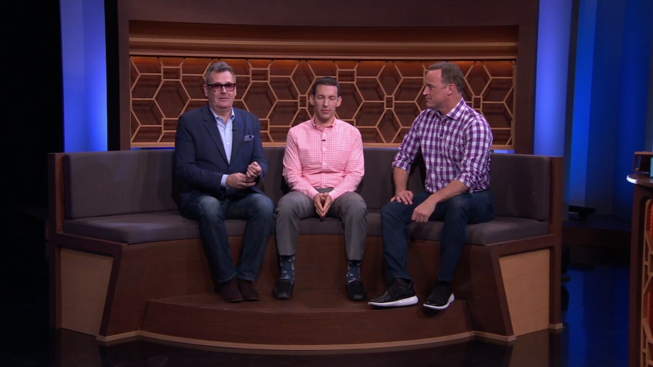 Greg Proops, Matt Iseman, Peri Gipin, Amber Stevens West