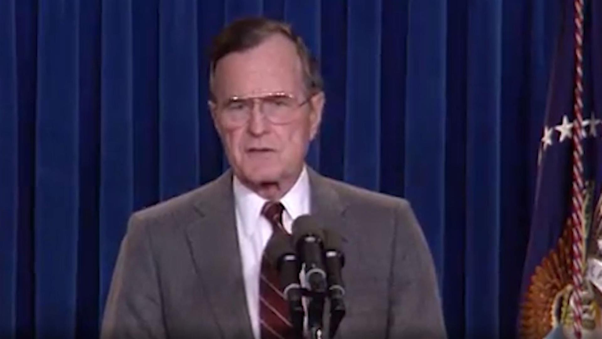 The Life and Times of President George H. W. Bush - President Bush Announces Start of Ground War Against Iraq