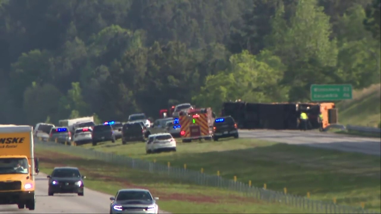 School bus flips on South Carolina highway