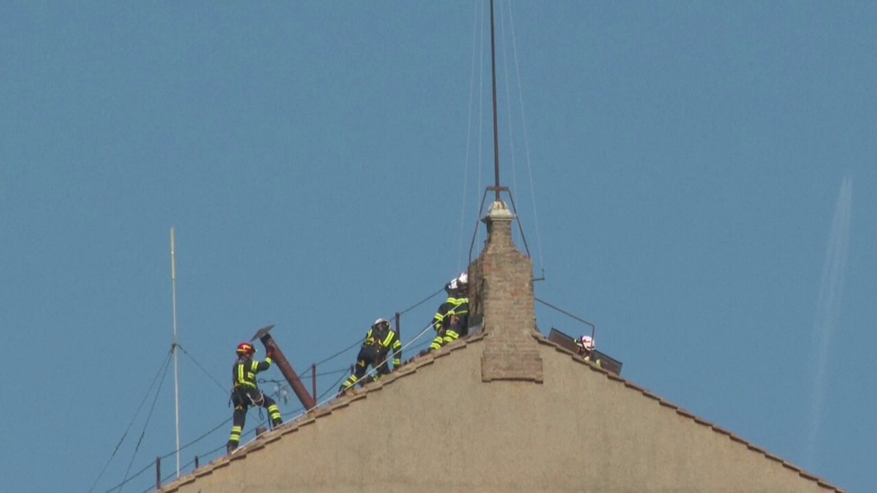 Chimney installed on Sistine Chapel ahead of Vatican conclave