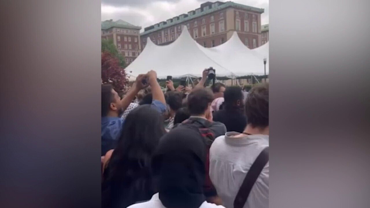 Columbia University anti-Israel agitators storm campus library