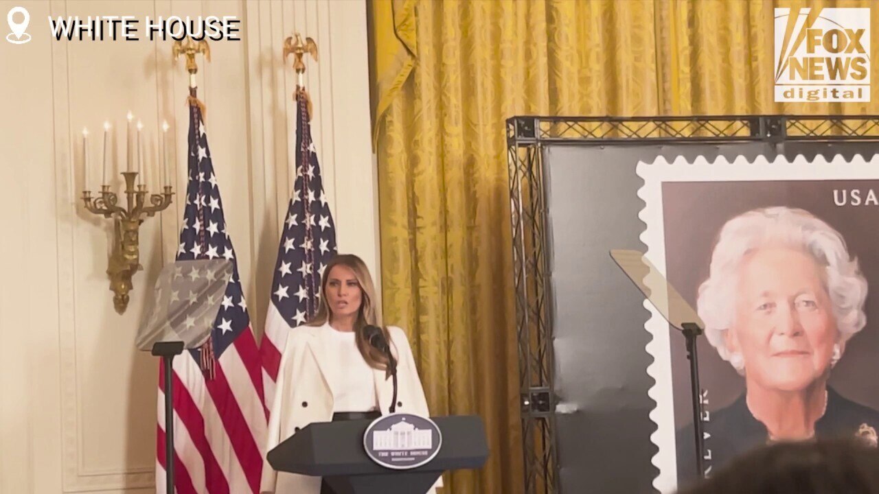 First lady Melania Trump honors Barbara Bush in stamp unveiling at White House