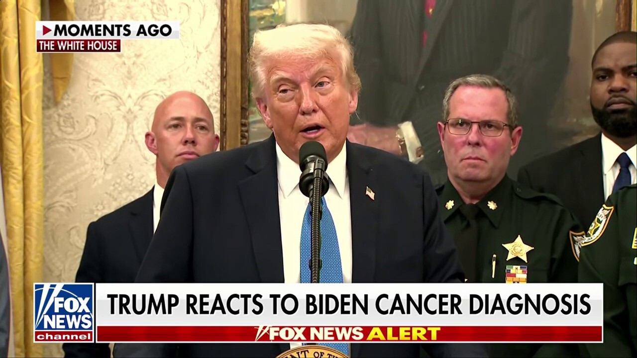 President Donald Trump responds to former President Biden's cancer diagnosis