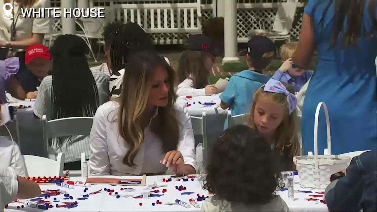 Melania Trump celebrates ‘Take Our Daughters and Sons to Work Day’ by helping kids decorate American flags