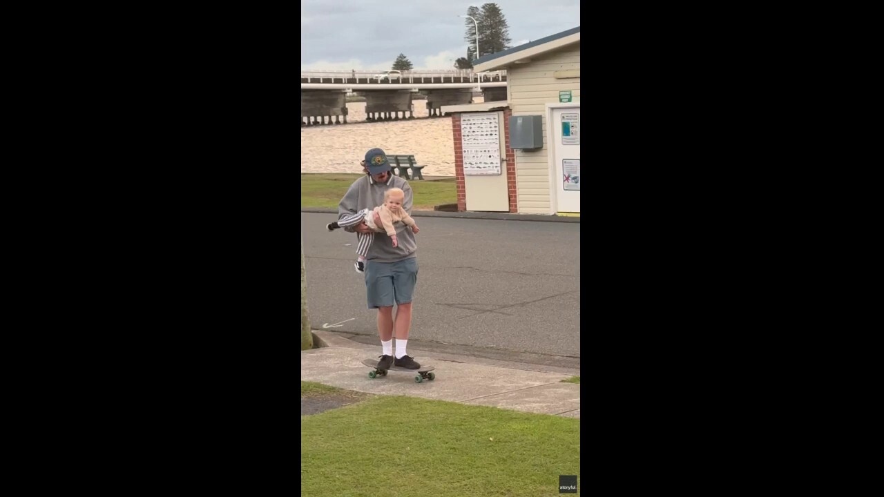 Come fly with me: Skater dad gives baby a thrill