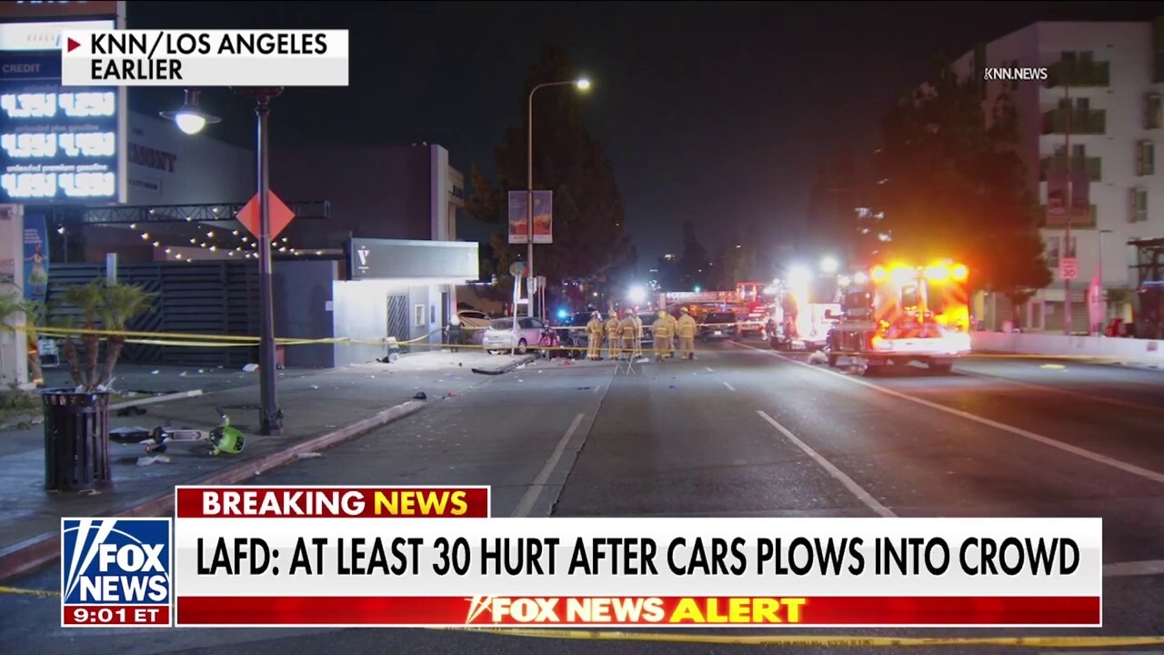 Car plows into Los Angeles crowd; at least 30 injured, officials say
