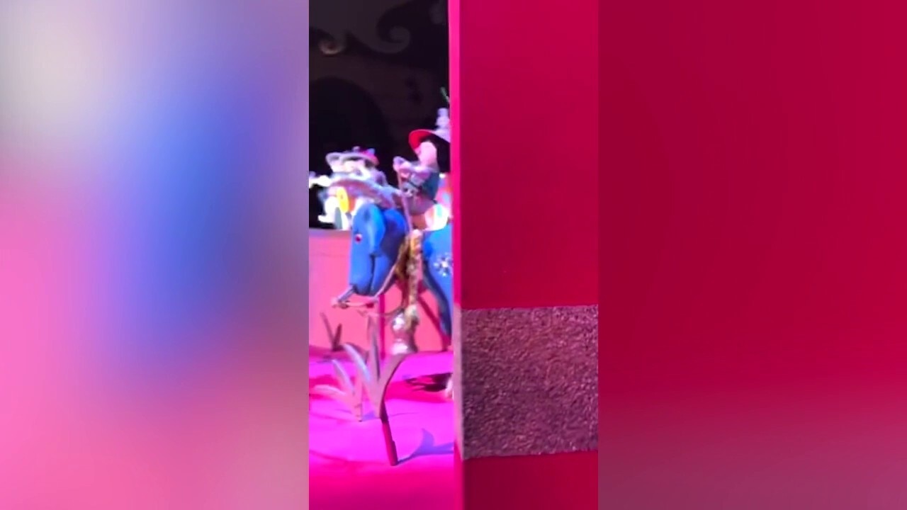 'Remember Hiroshima' protest doll spotted at Disneyland's 'It's a Small World' ride. 