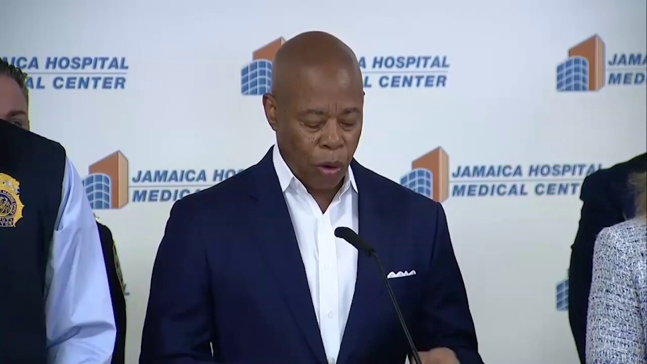NYC Mayor Eric Adams, NYPD commissioner, hold press briefing after officer shot