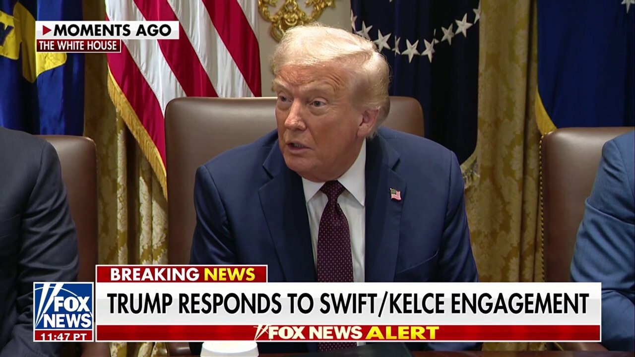 President Trump reacts to Taylor Swift and Travis Kelce's engagement
