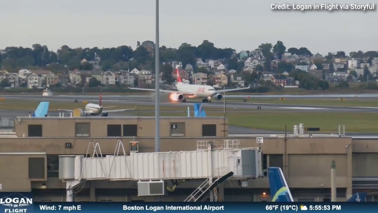 Swiss Airlines flight aborts takeoff after flames seen shooting from engine