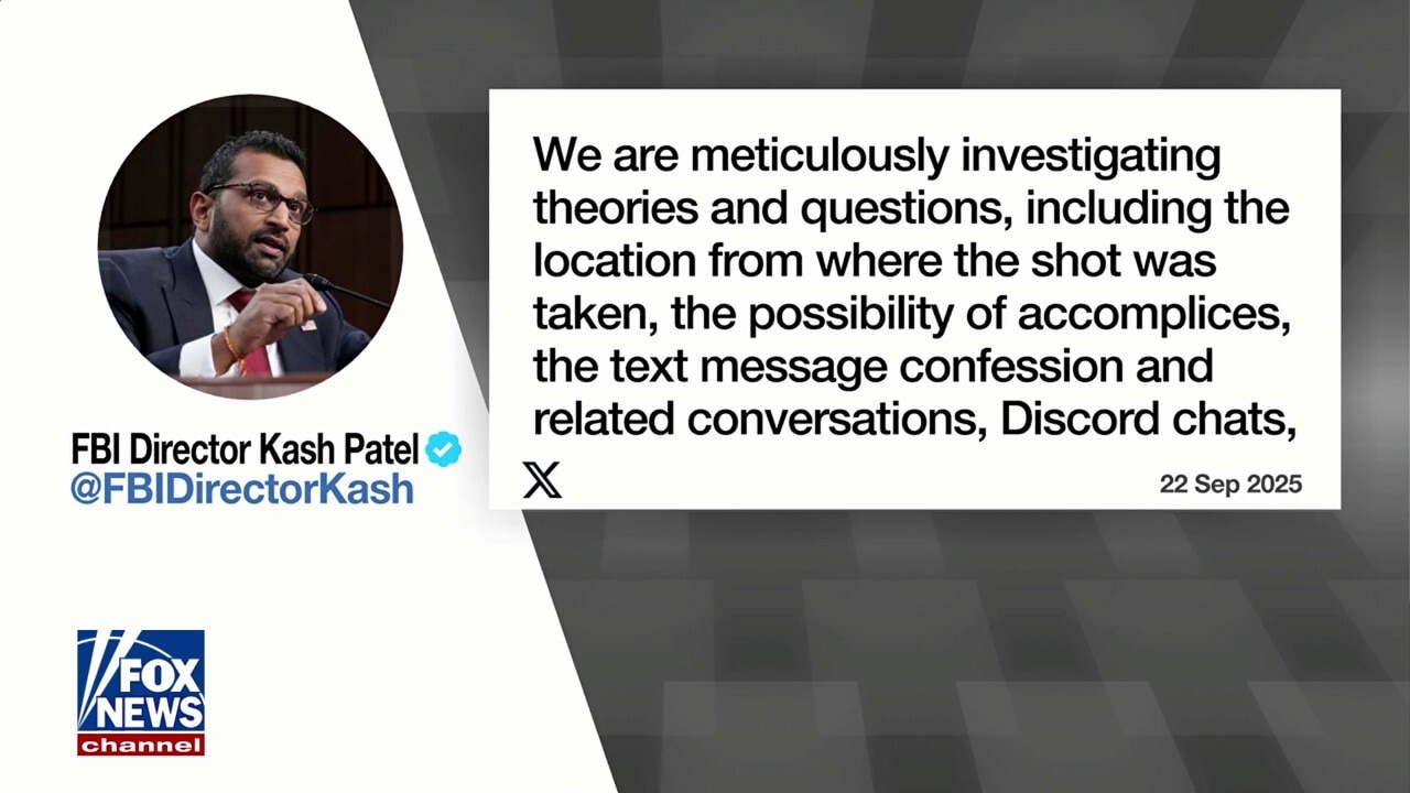 Patel reveals FBI investigating 'theories' surrounding Kirk assassination