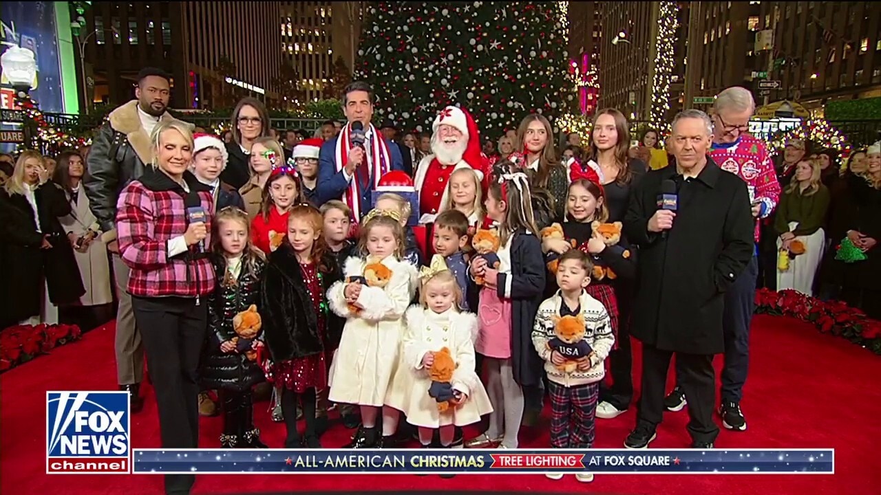 Santa and friends light All-American Christmas Tree at FOX Square