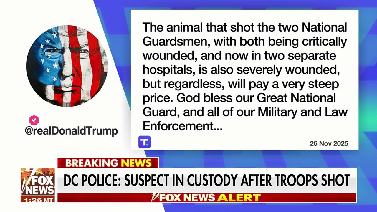 Trump vows 'animal' behind shooting of two National Guardsmen will pay