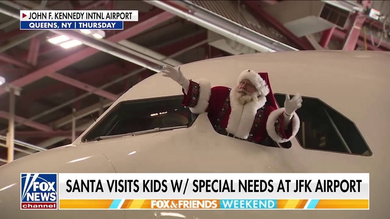 Santa arrives in jumbo jet to visit special needs children at JFK airport
