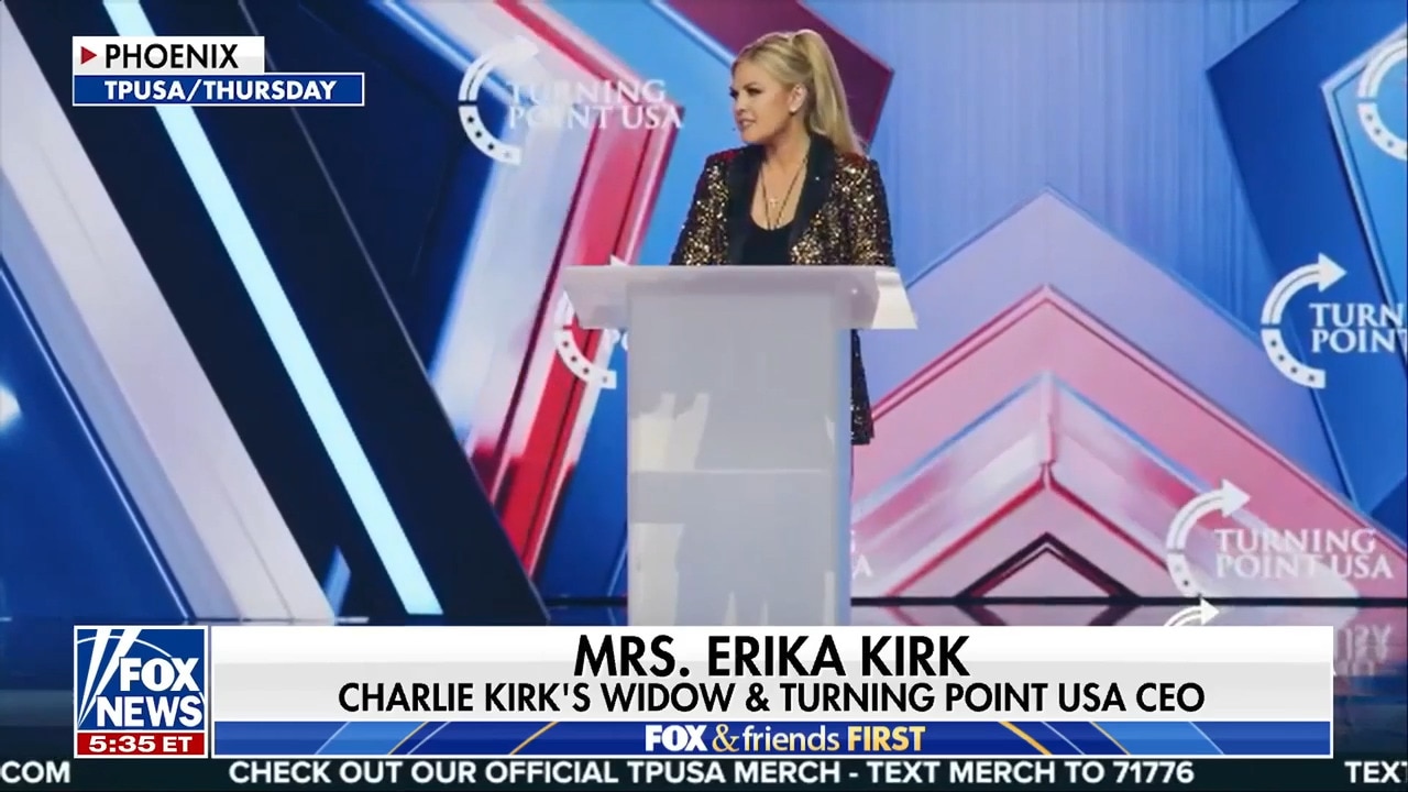 Erika Kirk vows to build the 'red wall', endorses JD Vance for president in 2028