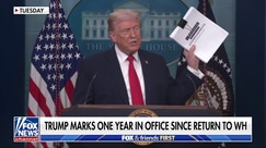 Trump rattles press corps with year-one accomplishments