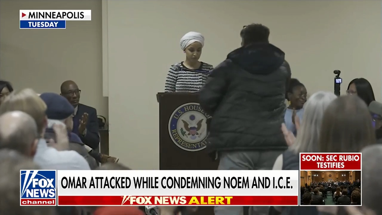Man arrested after spraying Rep. Omar with unknown liquid at town hall