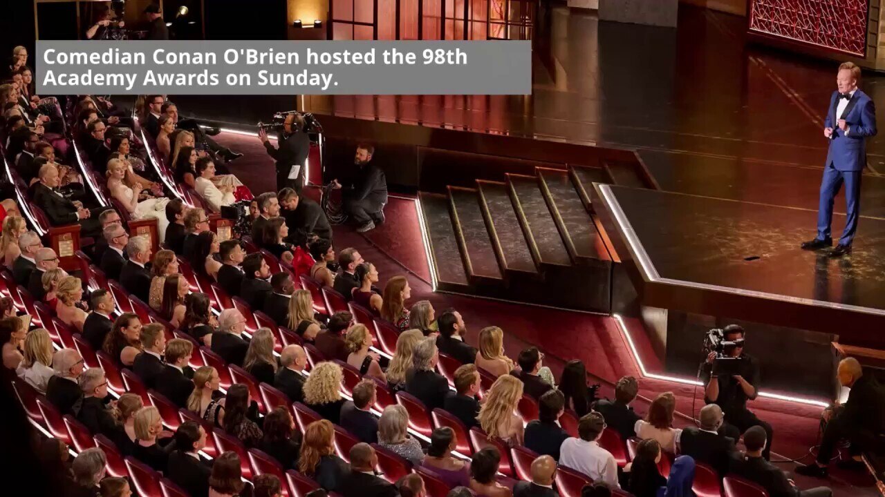 Conan O'Brien swipes at TPUSA halftime show, Kid Rock during Oscars monologue 