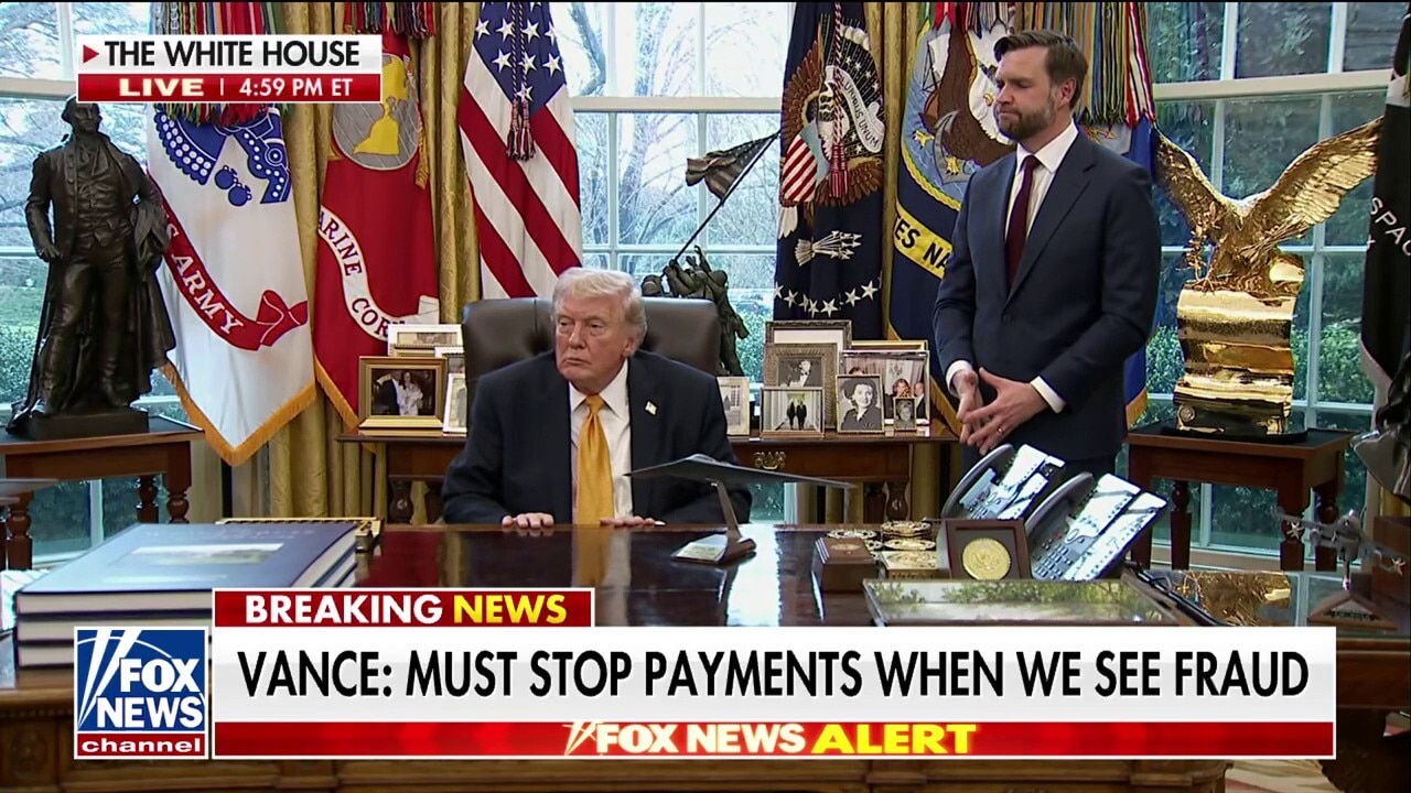 President Donald Trump speaks on anti-fraud task force