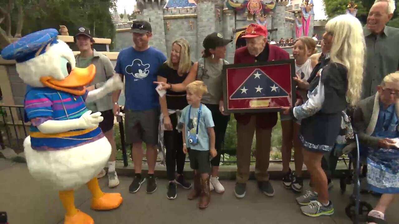 100-year-old Iwo Jima veteran honored at Disneyland in emotional ceremony
