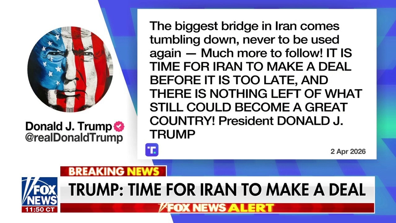 Trump shares video of Iran's biggest bridge 'tumbling town'