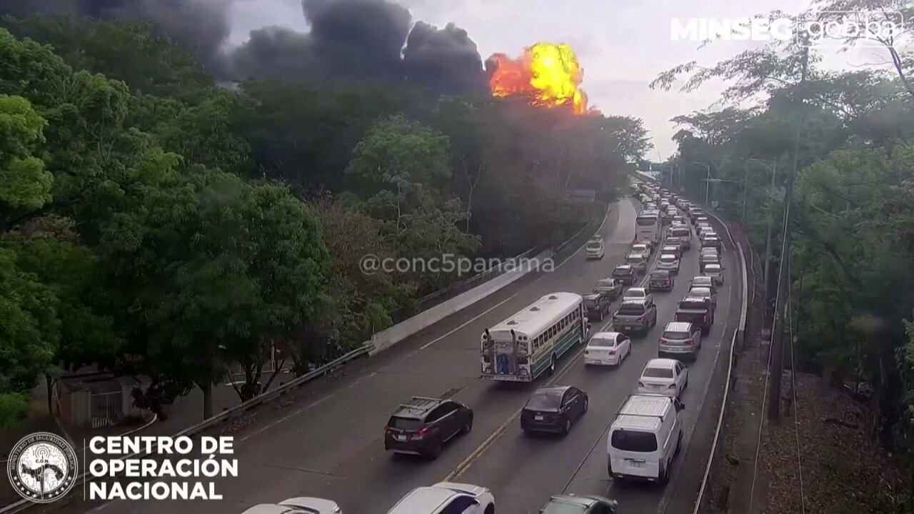 Massive explosion seen beneath bridge near Panama Canal