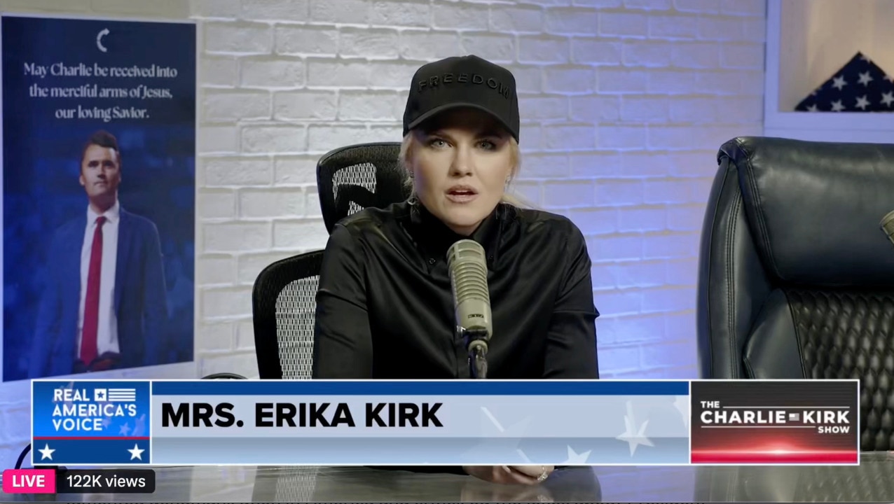 Erika Kirk blasts 'cruel' jokes about Trump's death by Jimmy Kimmel