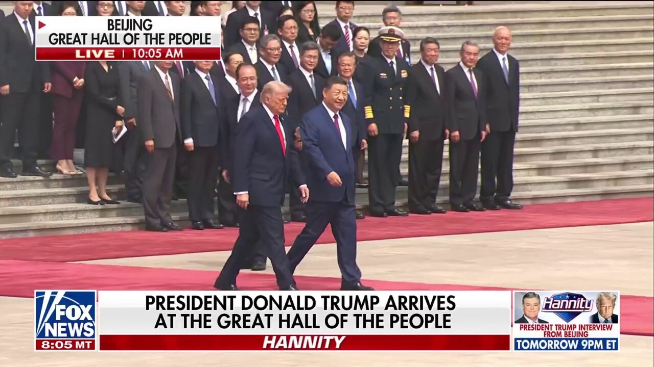 President Trump meets, shakes hands with Xi Jinping