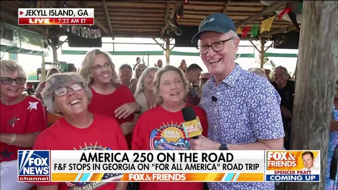 Steve Doocy interviews fans in Jekyll Island, Georgia, ahead of the RV giveaway