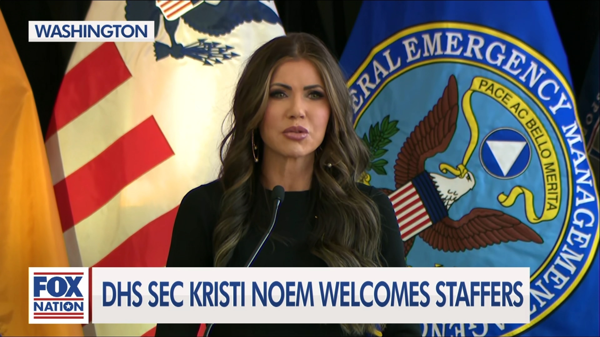 DHS Sec Noem delivers first remarks to staff