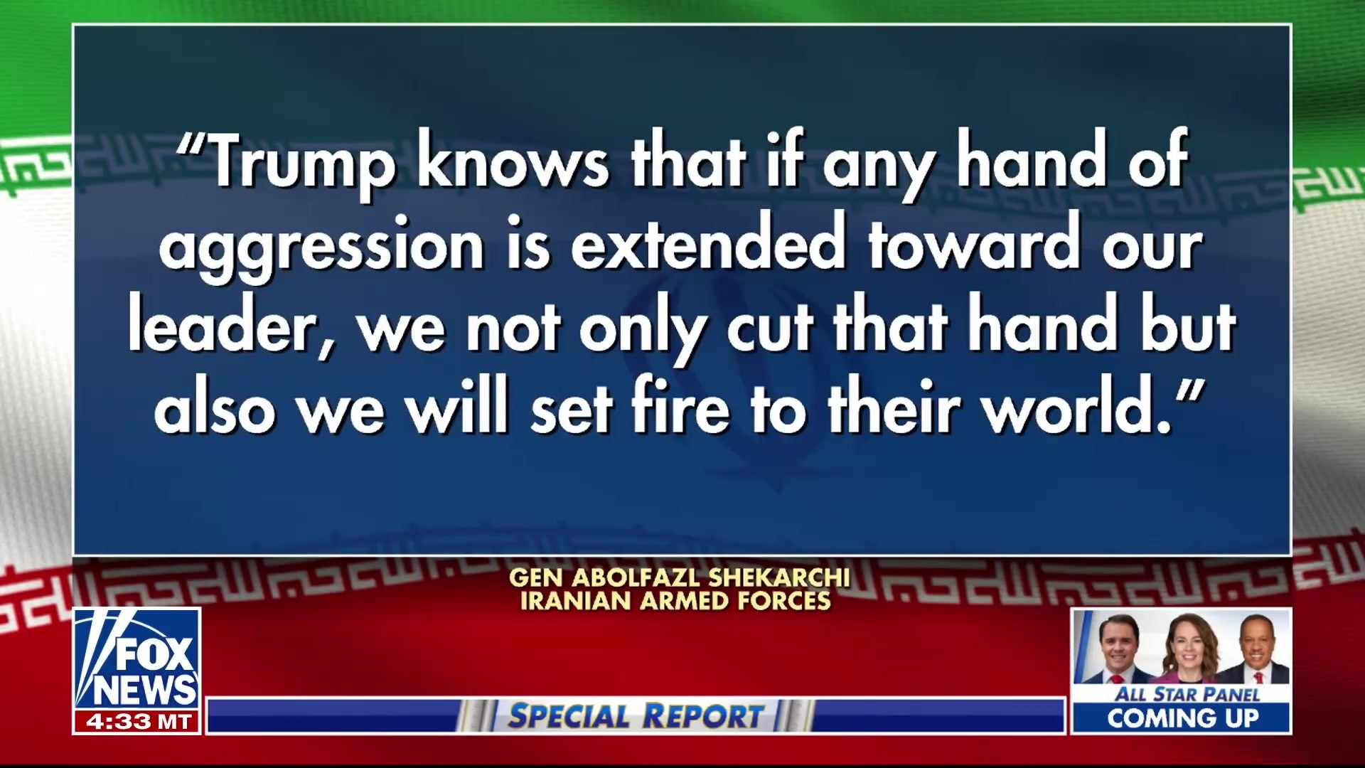 Iranian General threatens US with fire, Netanyahu warns of unprecedented force