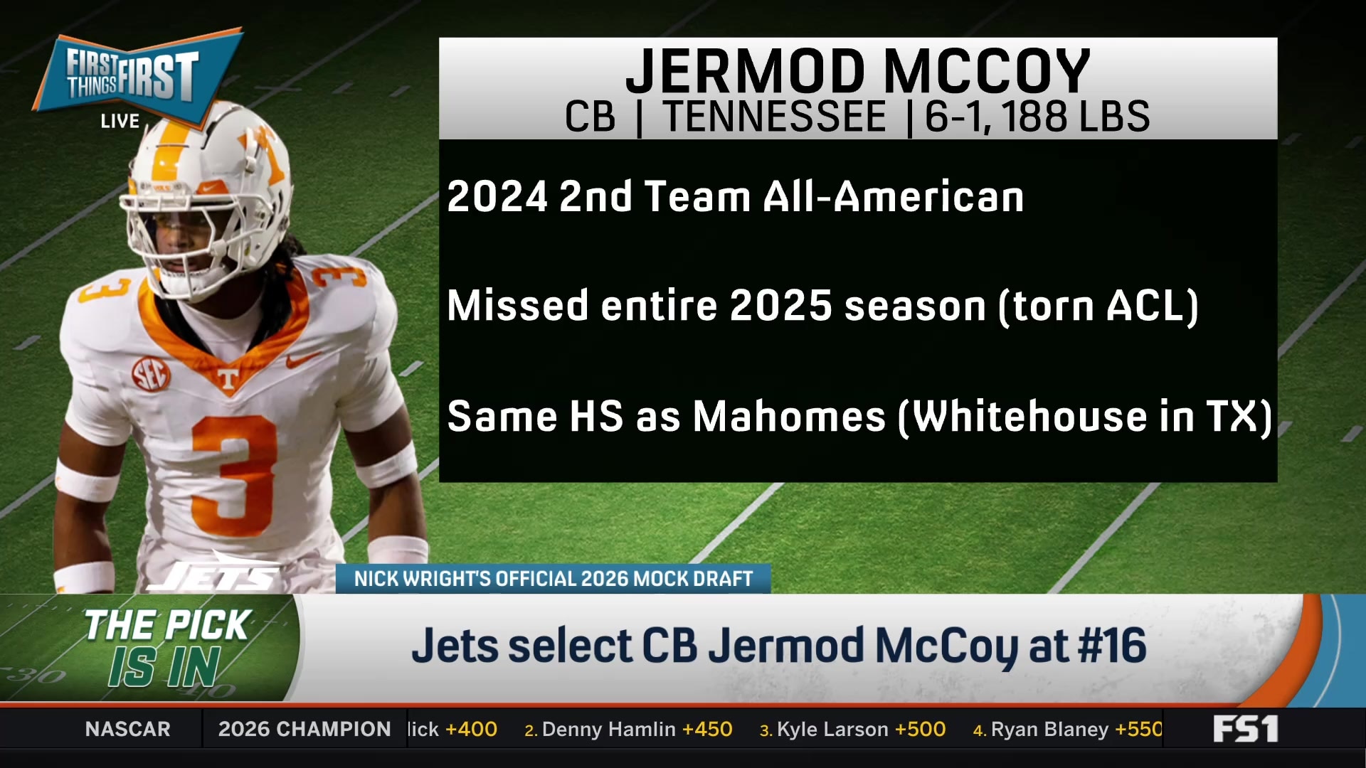 Jets select Jermod McCoy, a risky but talented CB with ACL concerns