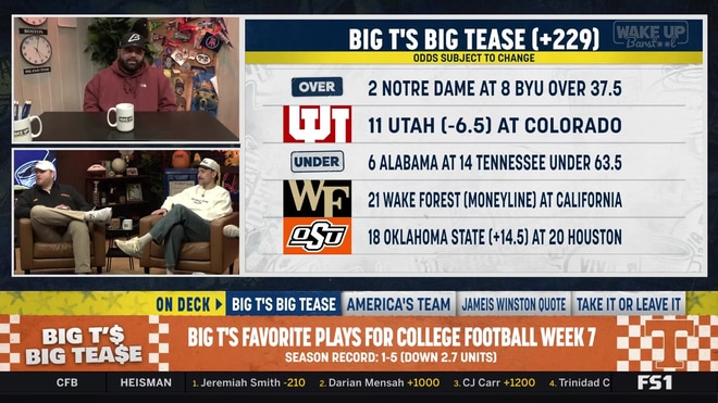 Big T reveals his five-leg college football tease for Week 7