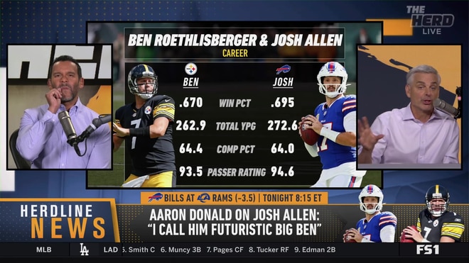 Colin Cowherd reacts to Aaron Donald calling Josh Allen 'futuristic Big Ben'