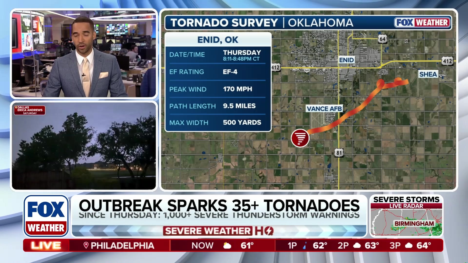 EF-4 tornado narrowly misses downtown Enid, Oklahoma