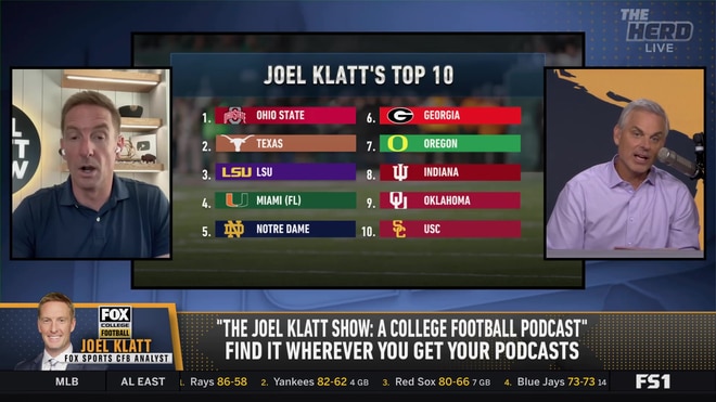 Joel Klatt reveals his top 10 college football rankings