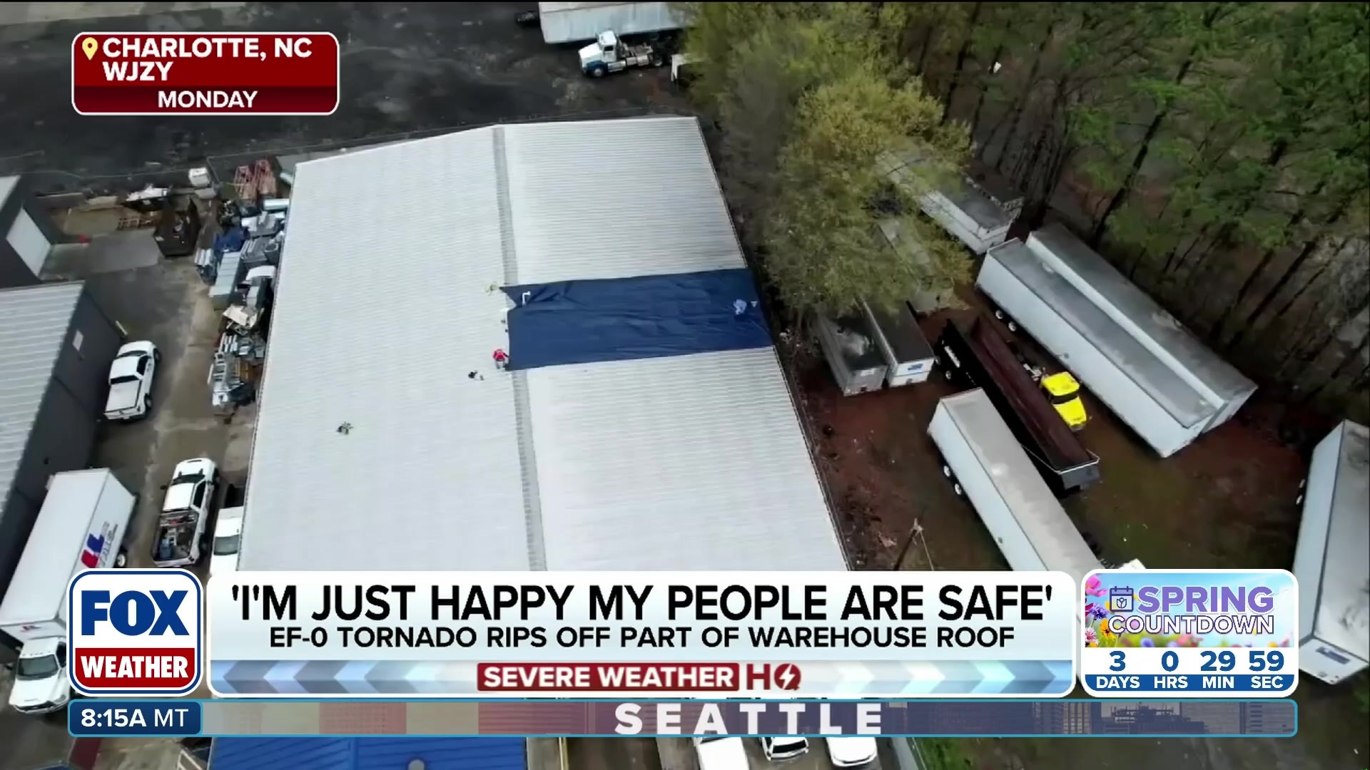 EF-0 tornado rips off warehouse roof in Charlotte, NC