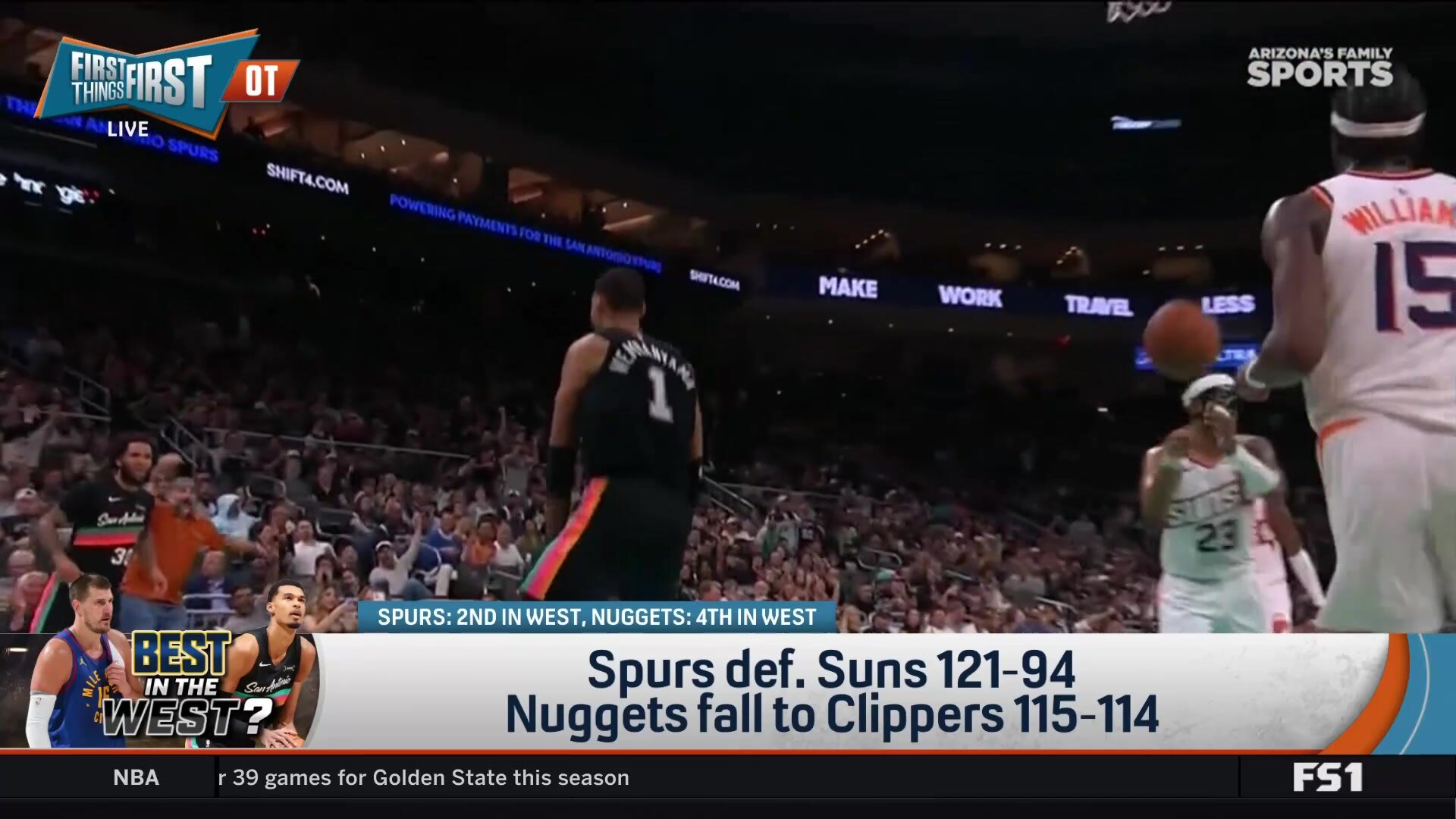 Wembanyama's big night and Nuggets' close loss in NBA action