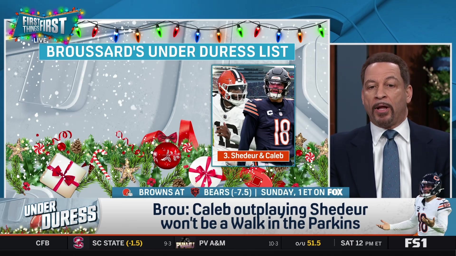 Broussard puts Shedeur Sanders and Caleb Williams under duress