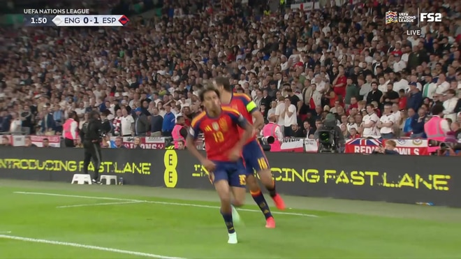 Lamine Yamal slots home a precise finish to give Spain a 1-0 lead
