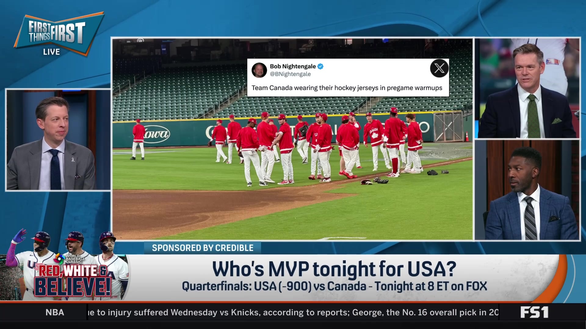 Team Canada wears hockey jerseys in pregame, sparking Boston comparison
