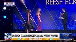 Oregon track stars Alexa Anderson and Reese Eckard accept Patriot Awards for defending women's sports