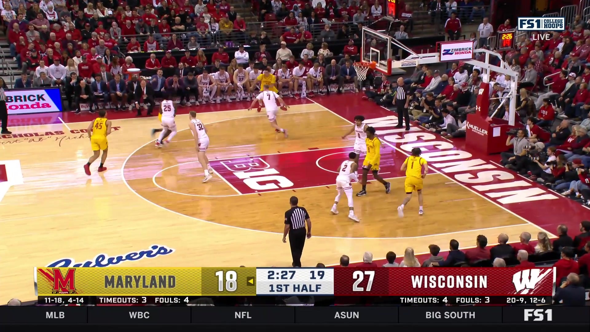 Braeden Carrington sinks a three-pointer for Wisconsin