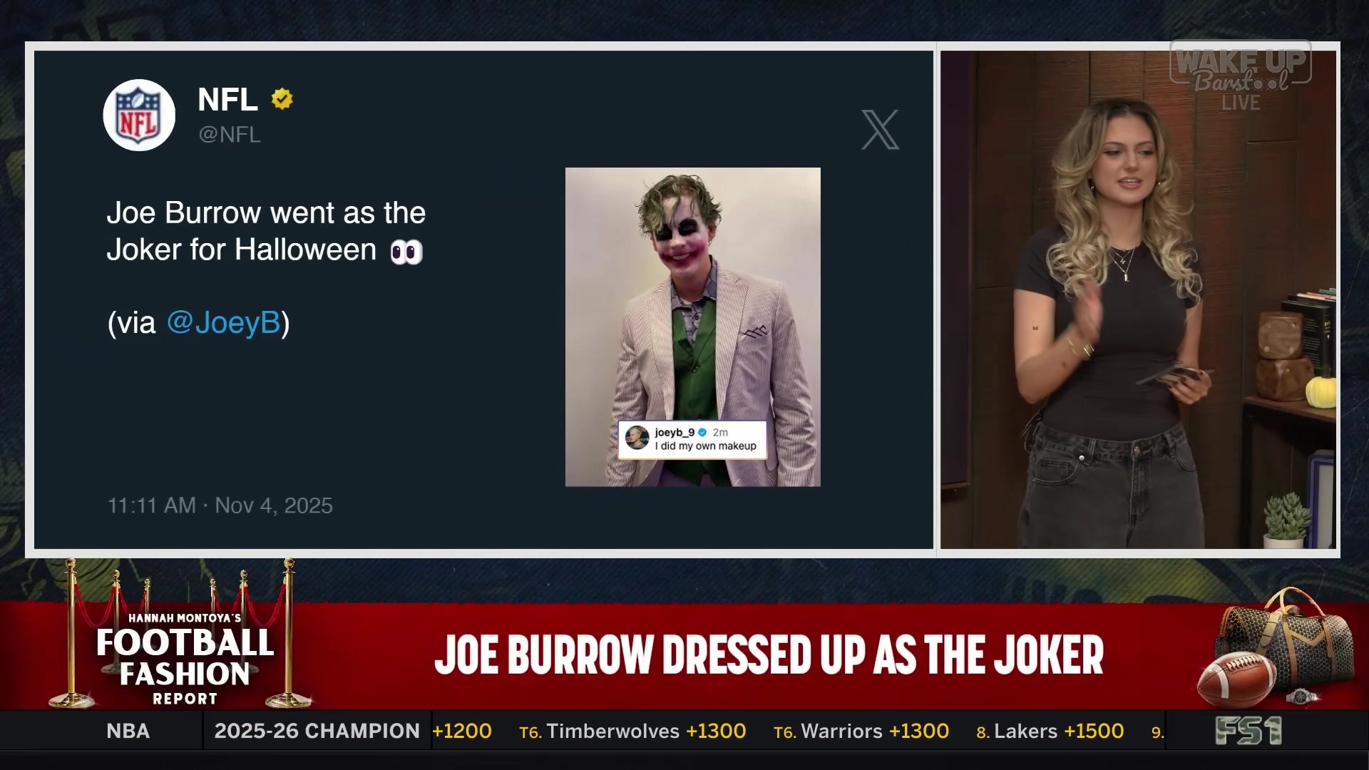 Joe Burrow's Joker Halloween costume receives low ratings