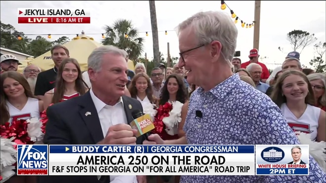 Steve Doocy's 'America 250' Road Trip Hits Jekyll Island, Georgia with Festive Crowd