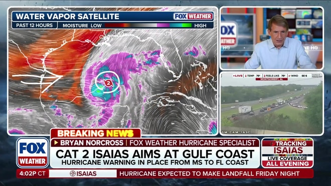Hurricane Isaias intensifies to Category 2 storm
