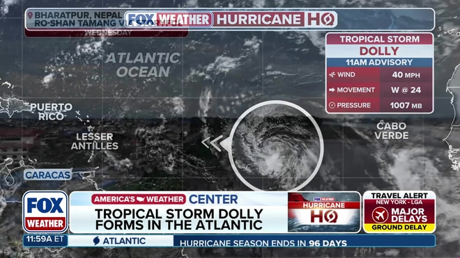 Tropical Storm Dolly forms in the Atlantic as storms threaten the Northeast
