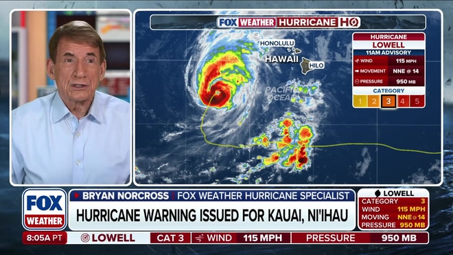 Tropical storm watch issued for Oahu as Hurricane Lowell shifts east