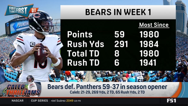 Caleb Williams' elusiveness shines as Bears drop 59 points on Panthers